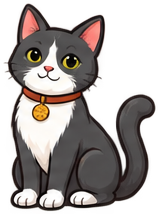 Ilustração do gato preto e branco do Empório dos Focinhos