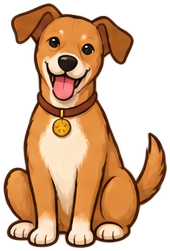 Ilustração do cachorro caramelo, o SRD que representa a marca